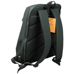 Parte trasera de la mochila impermeable iServices en negro