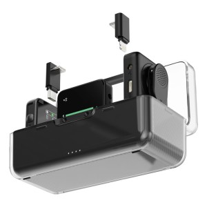 Micrófono de solapa inalámbrico en estuche de carga