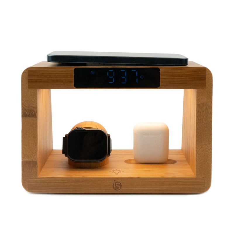 Llum amb Carregador Wireless Bamboo 5 en 1 - iServices