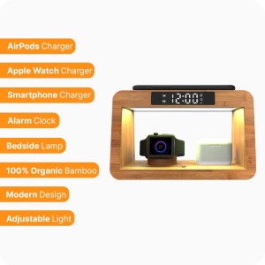 Lámpara con Cargador Inalámbrico Bamboo 5 en 1 - iServices