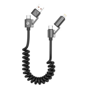 Cable espiral 4 en 1, USB, USB-C, Lightning 60 W - iServices
