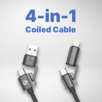 Cable Espiral 4 en 1, USB-A, USB-C, Lightning 60W - iServices